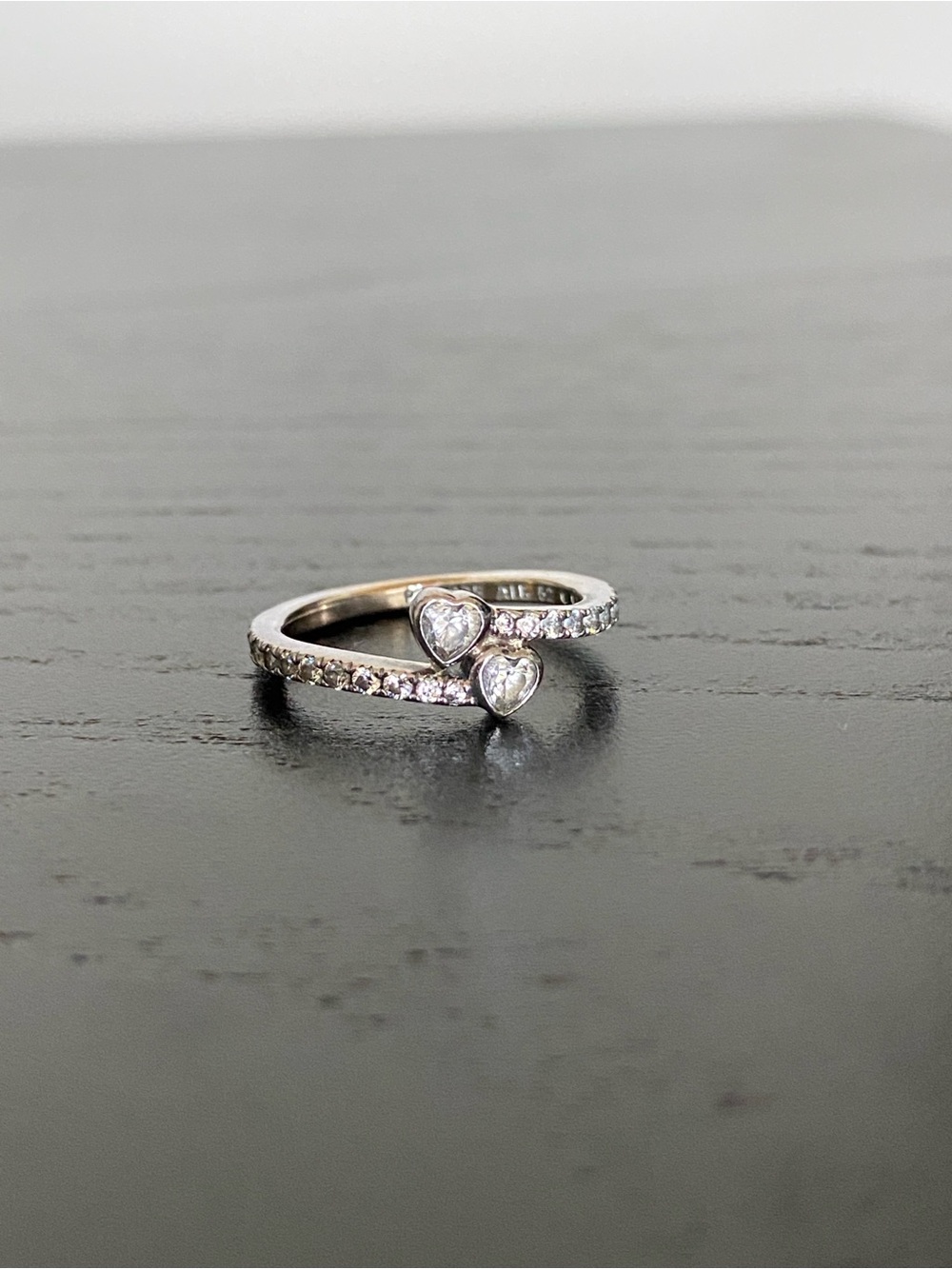 Pandora Sterling Silver Two Sparkling Hearts Ring - Picture 5 of 8